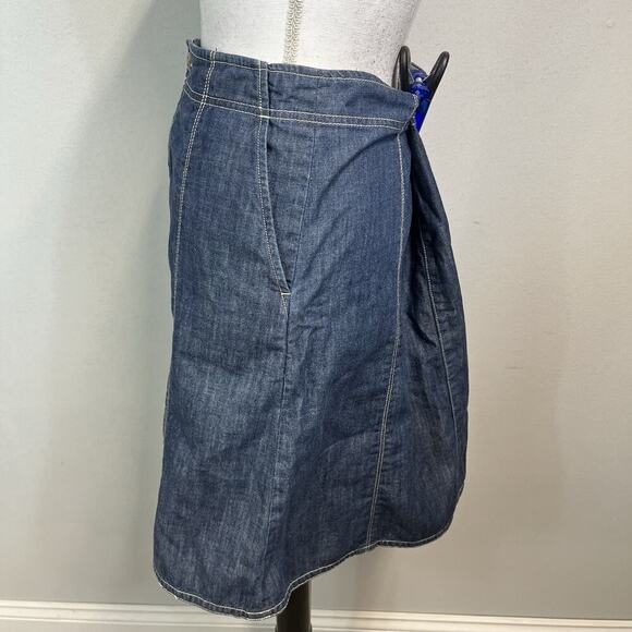 Eddie Bauer Skirt size 10 Denim Jean Knee A Line Casual Modest Pockets Western - Picture 5 of 7